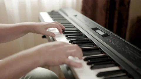 Close up of woman's hand playing the electric piano. Stock-Footage 161741750