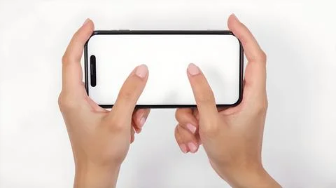 Close-Up of a Woman's Hand Using a Smartphone for Browsing or Online Interaction Stock Photos