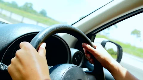 Close up of womans hands driving Stock Footage 57977441