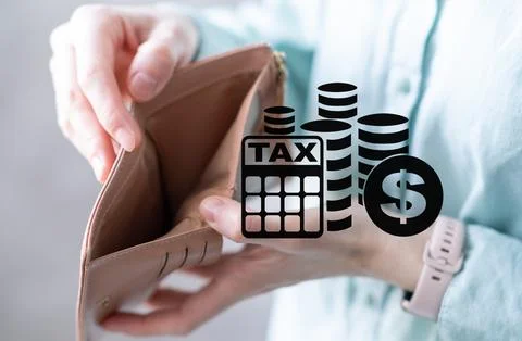 Close-up of woman's hands with empty wallet and utility bills. The concept .. Stock Photos