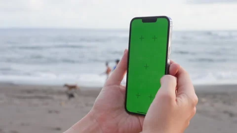 Close-up of woman's hands holding vertical mobile phone and swiping up finger Stock Footage 220786324