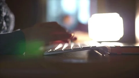 Close-up of woman's hands keyboarding on the computer Stock Footage 77271294