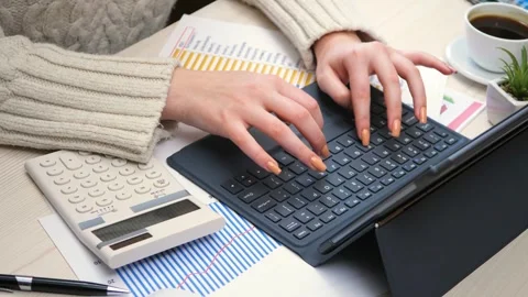 Close-up of a woman's hands, in the office Stock Footage 278726421
