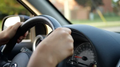 Close up of a woman's hands on the steering wheel. Stock Footage 110446165