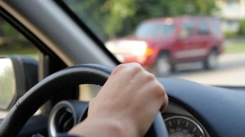 Close up of a woman's hands on the steering wheel. Stock-Footage 110447917