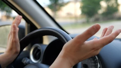 Close up of a woman's hands on the steering wheel. Stock Footage 110449167