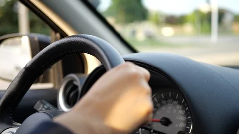 Close up of a woman's hands on the steering wheel. Stock Footage 110449537
