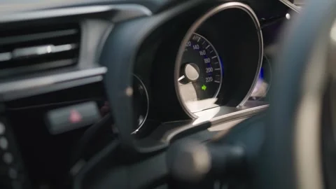Close-up of woman's hands on steering wheel Young woman drives while traveling  Stock Footage 264105140