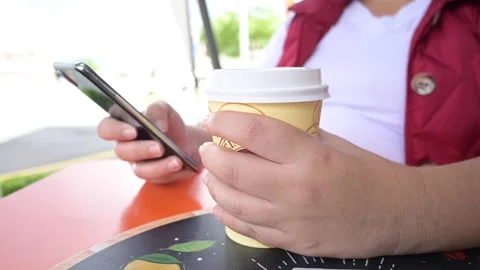 Close-up of woman's hands texting with mobile cell phone Stock Footage 155415790