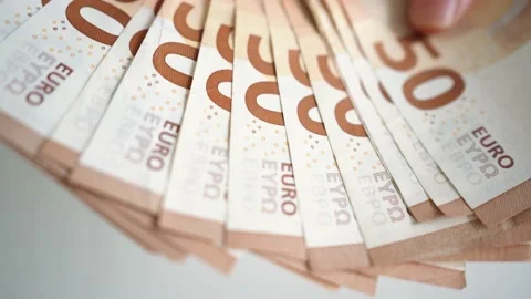 Close up of a woman's hands while counting euro Stock Footage 236258937