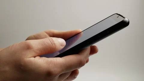 Close-up of women's fingers flipping through the pages of a mobile application Stock Footage 301806316