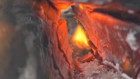 Close up of a wood burning fire during the summer. Stock-Footage 108028500