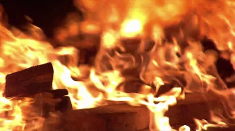 Close up Wood Burning Flames Bonfire Stock Footage 22953666