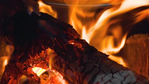 Close-up of wood burning Stock Footage 331358113