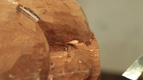Close up of wood chips from chisel Stock Footage 89594314