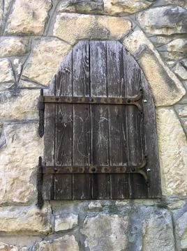 Close up of a wood close shutter window. Stock Photos