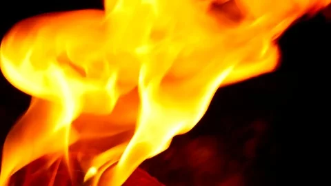 Close up of wood fire Stock Footage 83736824