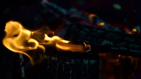 Close up of a wood fire Stockbeeldmateriaal 84891942