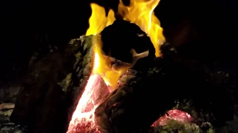 Close up wood fire slow motion 1 Video stock 138441894