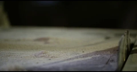 Close Up Of Wood Plank Falling To Wood Dust Stock Footage 74604487
