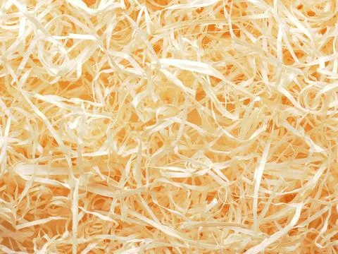 Close up of wood wool texture using as filling material, eco friendly packagi Stock Photos