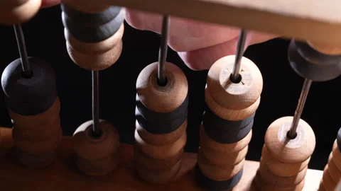 Close Up Wooden Abacus Counting Frame Vídeo Stock 331536842