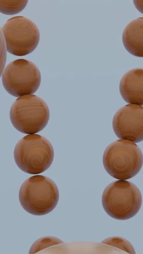 Close up of wooden brown sphere falling inside the falling apart figure of small Video stock 285710209