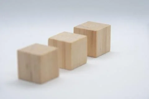 Close up of wooden cube with customizable space for text or ideas. Copy space Stock Photos