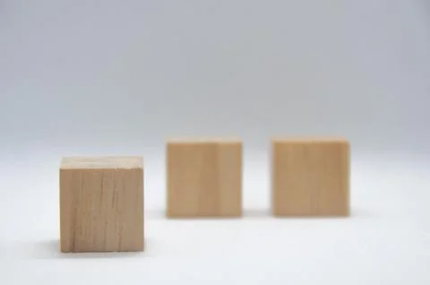 Close up of wooden cube with customizable space for text or ideas. Copy space Stock Photos