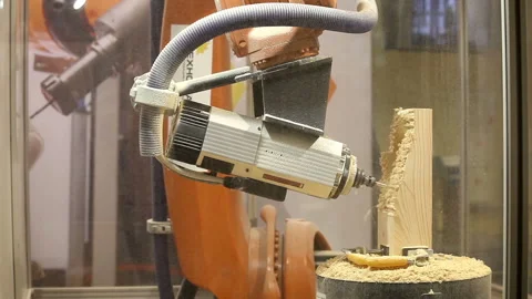 Close-up wooden processing machine. Stock Footage 90856394