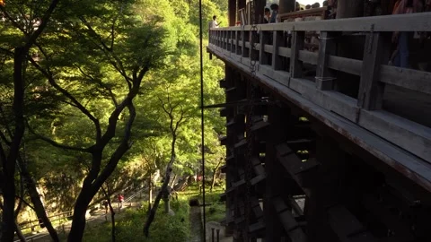 Close-up of Wooden Structural Support Beams and Detail at Kiyomizu Dera Temple Stock Footage 267431667