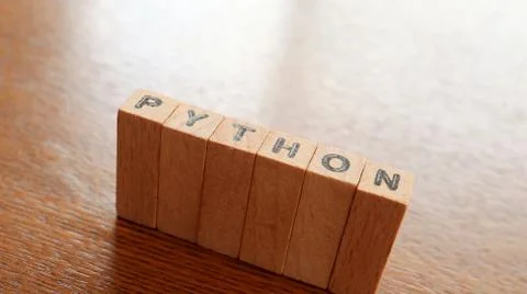 Close up the Wooden Text Block of Python 写真素材