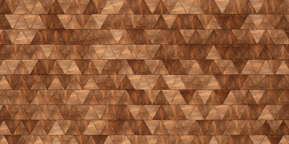 Close up of wooden triangles surface background texture, empty floor or wal.. Illustrazione stock