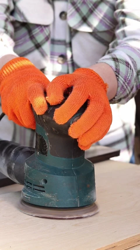 Close-up of the woodworking process in a workshop Видео 335276382