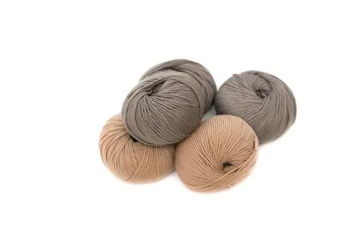 Close up of wool knitting on white background 写真素材