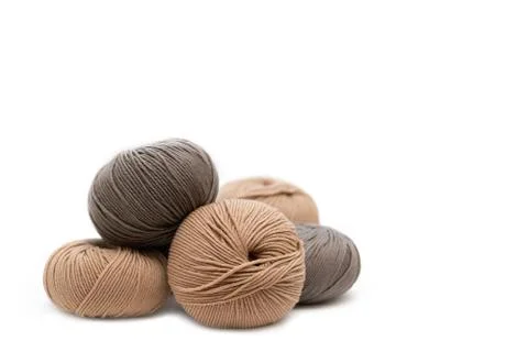Close up of wool knitting on white background Stock Photos