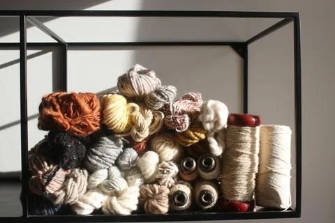 Close-up of wool on a shelf Stock Photos