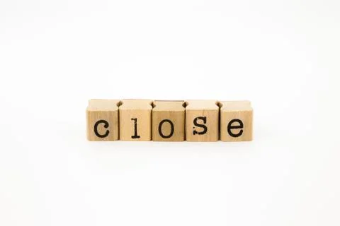Close wording isolate on white background Stock Photos
