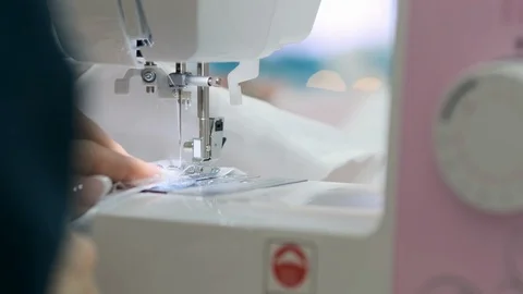 Close-up work and sewing machine Видео 120898058