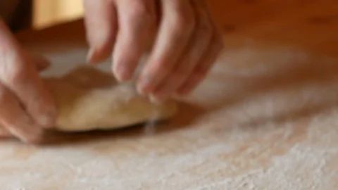 Close up on a work table where the dough is spread out Video stock 112879022