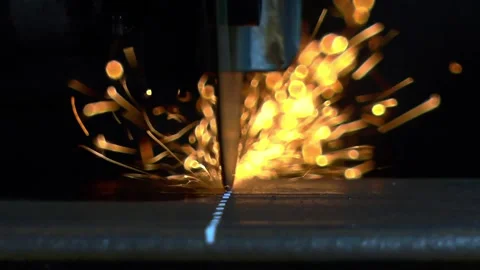 Close up. worker cutting metal  by angle grinder machine with sparks Stock Footage 158719917