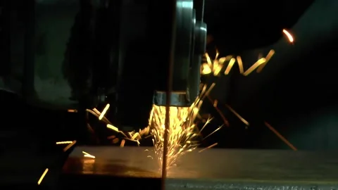 Close up. worker cutting metal  by angle grinder machine with sparks Stock Footage 158719933