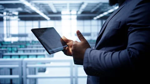 Close up of worker fixing errors affecting servers performance Stock Footage 277649081