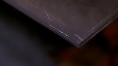 Close up of worker measuring metal plate with meter, Portugal Stock Footage 129067036