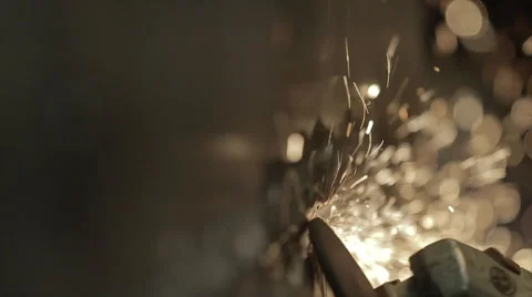 Close up on Worker Metal Grinding a Weld Stock Footage 41666166