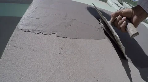 Close-up worker plastering the wall slow motion Stock Footage 62505772