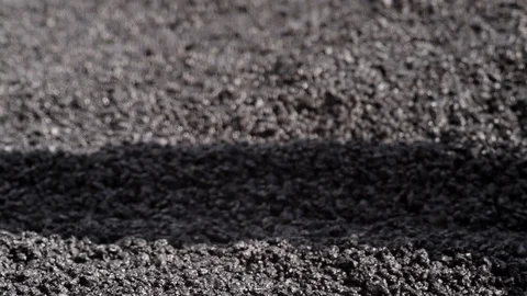 Close-up Worker Using Shovels Rakes Fresh Asphalt Stock Footage 119535860