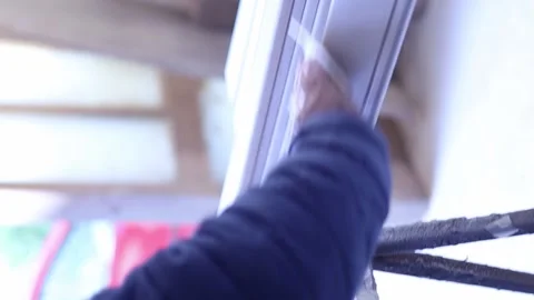 Close-up of a worker working with wood - vertical video Stock Footage 168611986