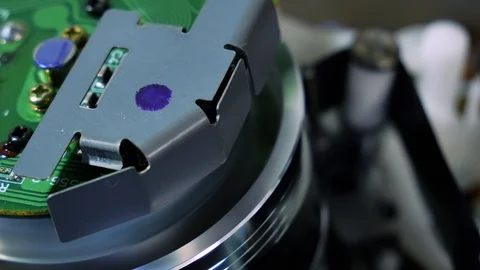 Close-up a working analog VHS video cassette recorder drum head VCR 4k Stock Footage 123456117