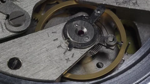 Close-up of a working clock mechanism Stock Footage 153668610